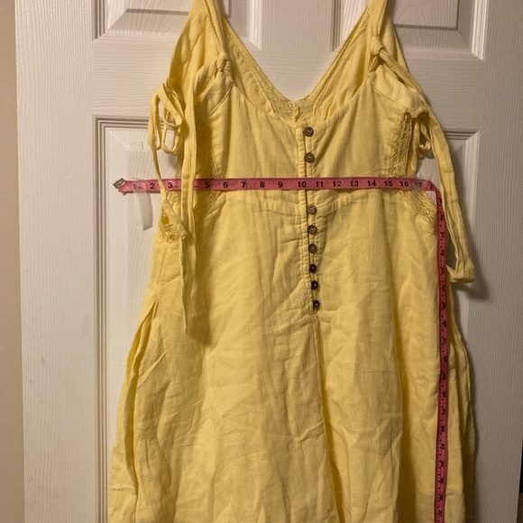 Free People Viva Mini Dress In A Peek A Boo Elegant Yellow Sundress Size XL - Picture 10 of 13